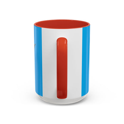 Hula Girl Packin' Heat Light Blue Accent Mug by theGreenDragonTavern.shop