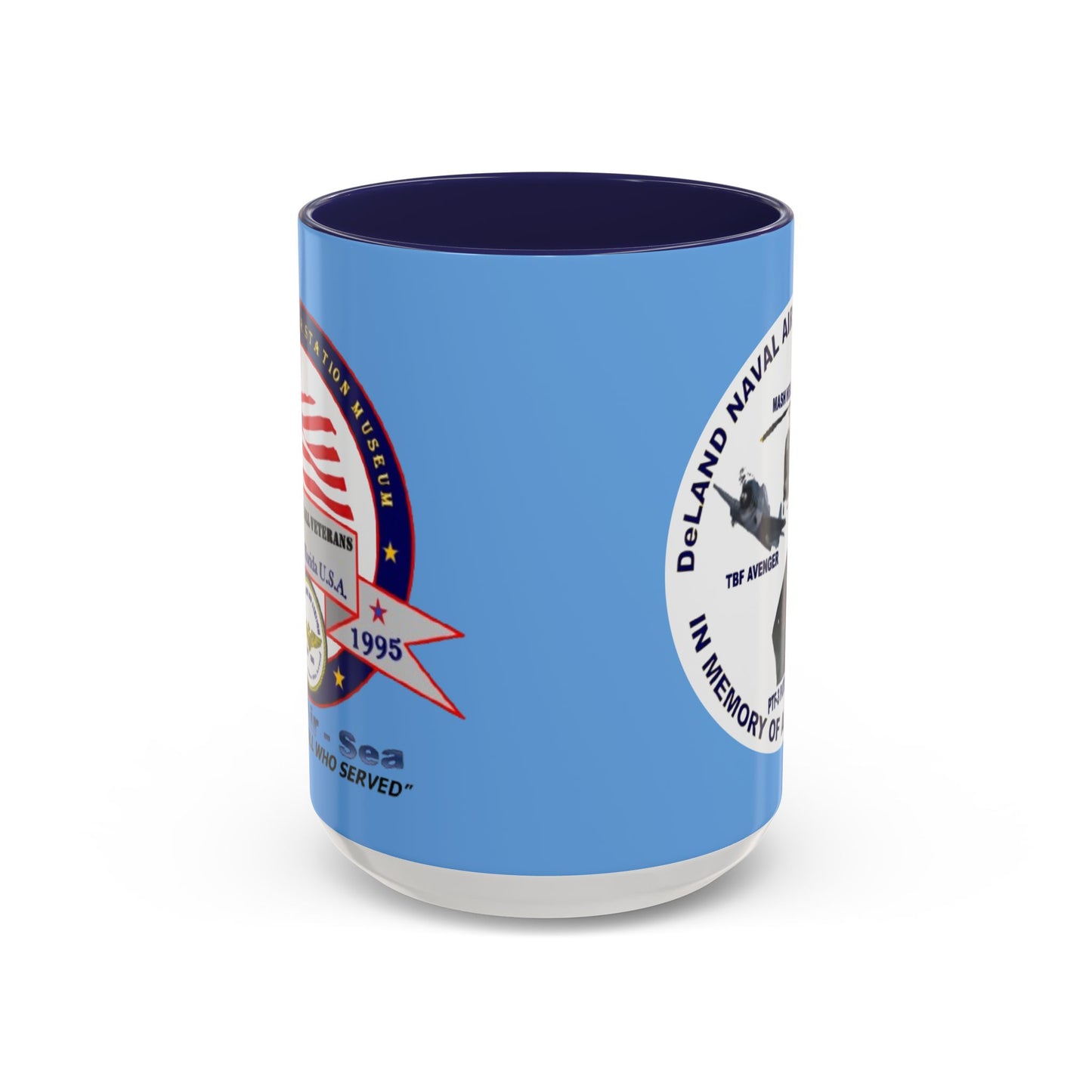 DNASM 2-sided, Founding & Student Art w/WhiteBG Light Blue Accent Mug by theGreenDragonTavern.shop