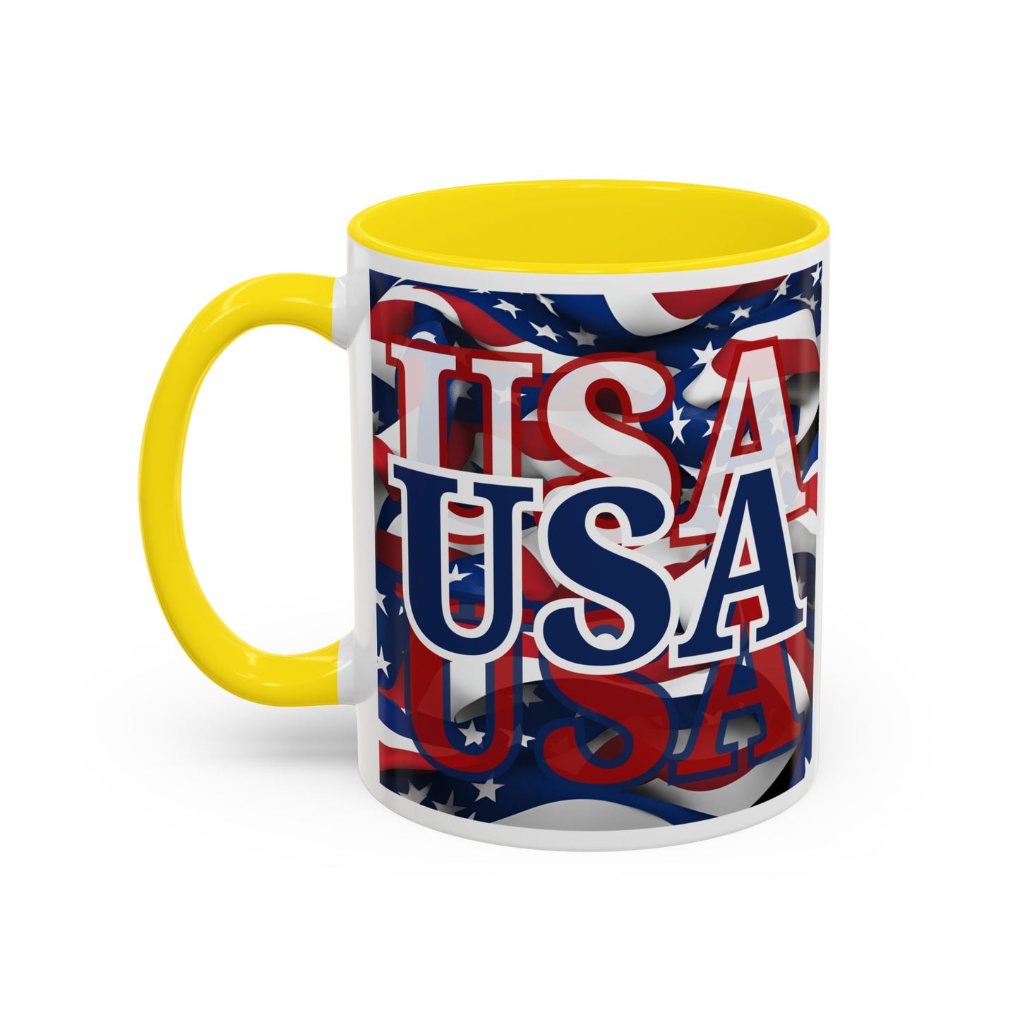 USA Blue font Center Patriot White Accent Mug by theGreenDragonTavern.shop