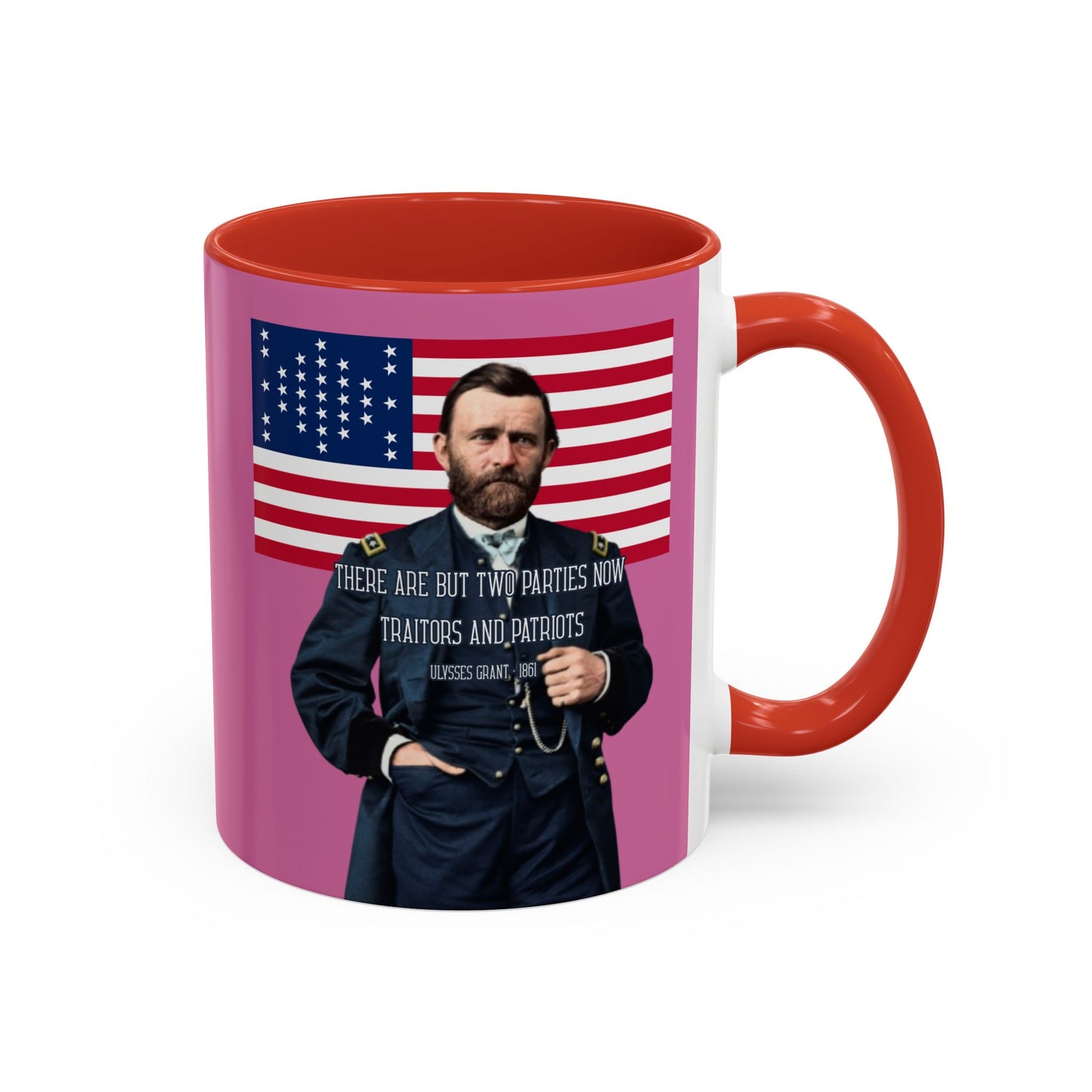 "Traitors and Patriots" Ulysses Grant Pink Accent Mug by theGreenDragonTavern.shop