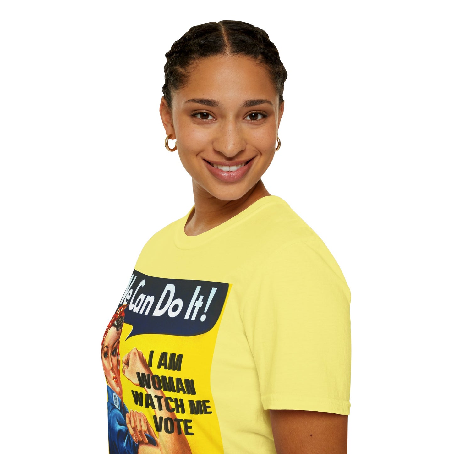 I Am Woman Watch Me Vote Rosie Light colors Unisex T-Shirt by theGreenDragonTavern.shop