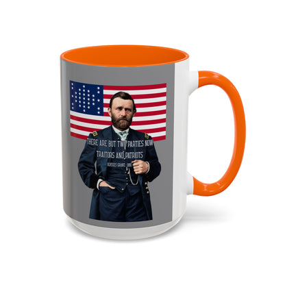 "Traitors and Patriots" Ulysses Grant Grey Accent Mug by theGreenDragonTavern.shop