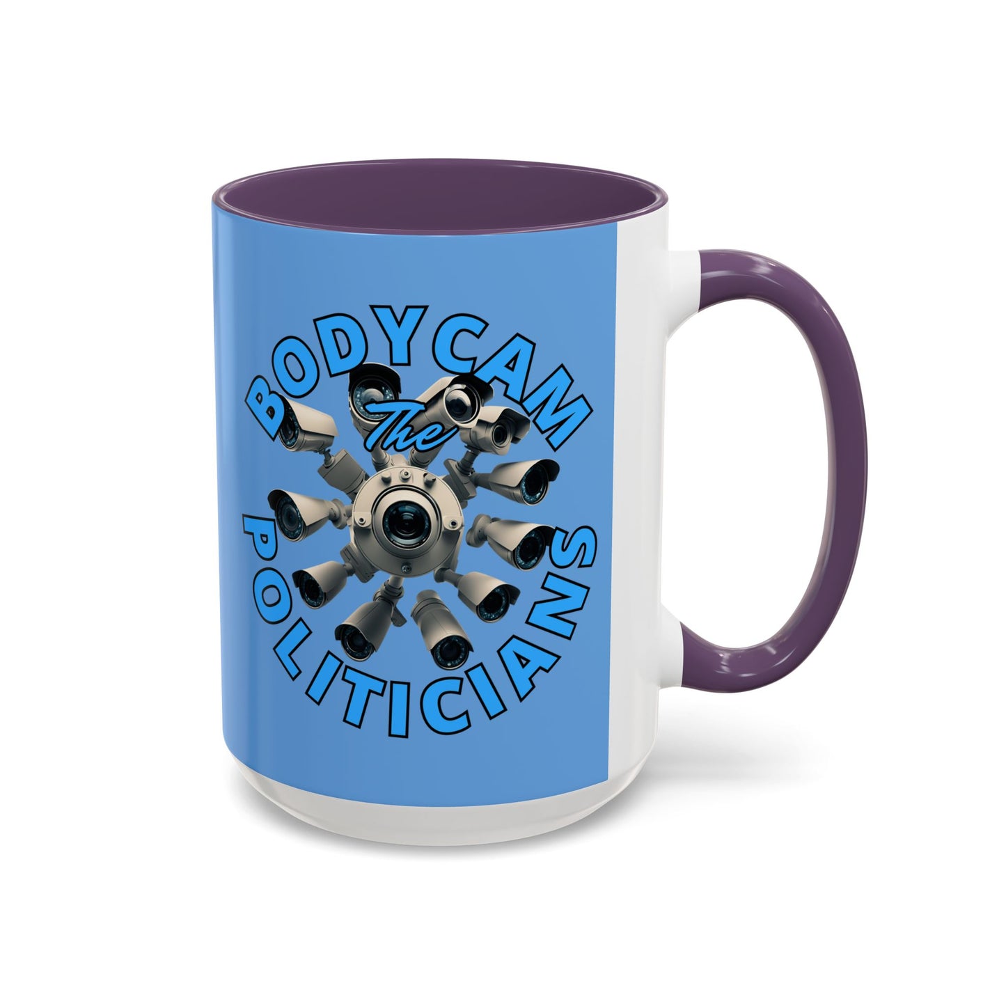 Bodycam the Politicians Cameras Blue Accent Mug by theGreenDragonTavern.shop