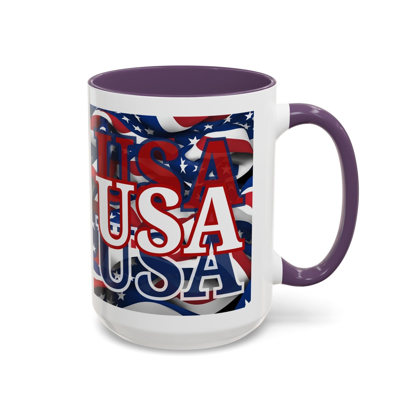 USA White font Center Patriot White Accent Mug by theGreenDragonTavern.shop