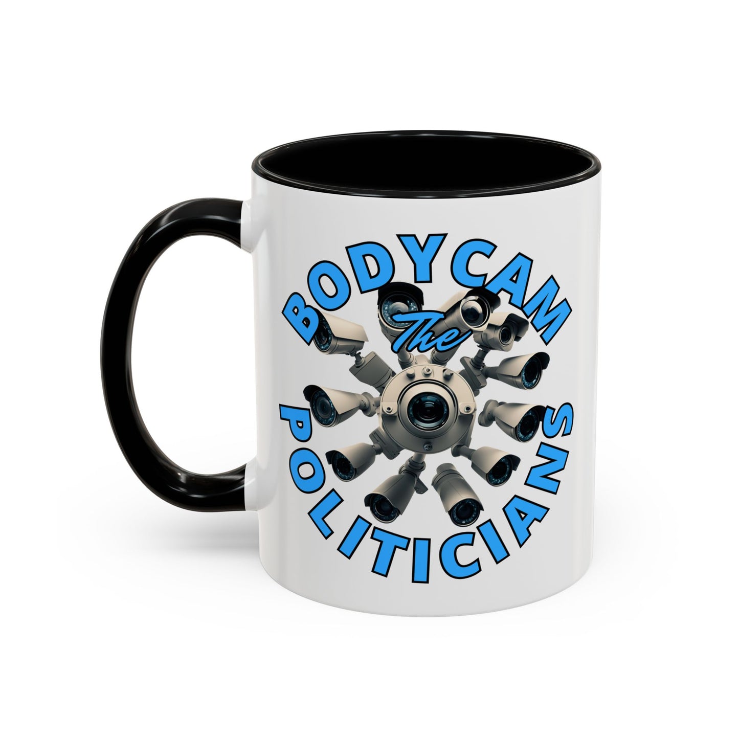 Bodycam the Politicians Cameras White Accent Mug by theGreenDragonTavern.shop