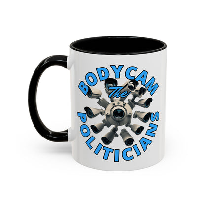 Bodycam the Politicians Cameras White Accent Mug by theGreenDragonTavern.shop