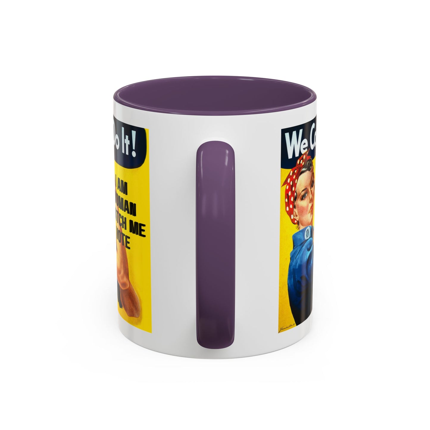 I Am Woman Watch Me Vote Rosie White Accent Mug by theGreenDragonTavern.shop