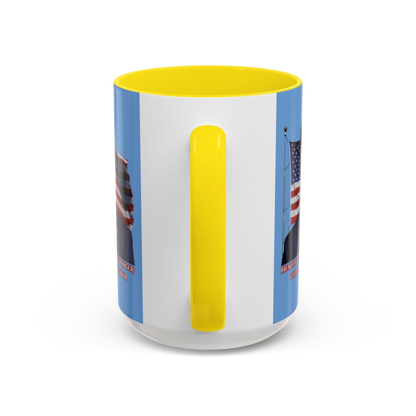Charlie Kirk, Healthy Debate Light Blue Accent Mug by theGreenDragonTavern.shop