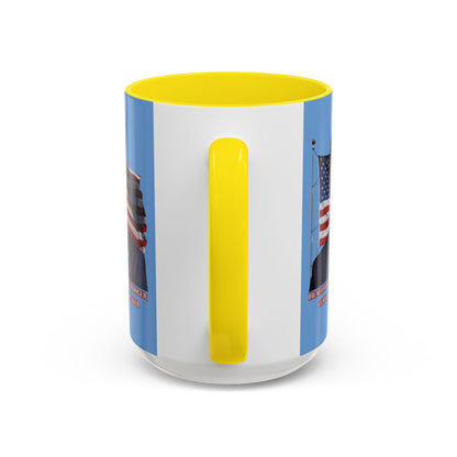 Charlie Kirk, Healthy Debate Light Blue Accent Mug by theGreenDragonTavern.shop