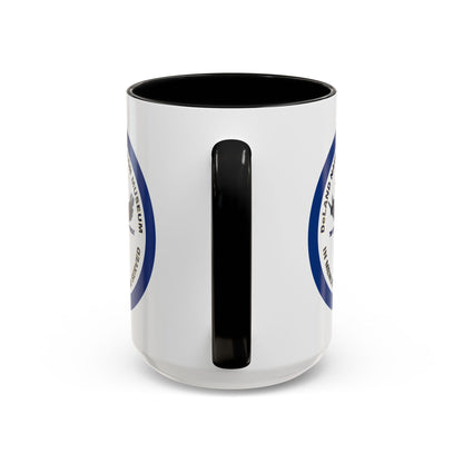 DNASM Student Art Navy Frame White Accent Mug by theGreenDragonTavern.shop