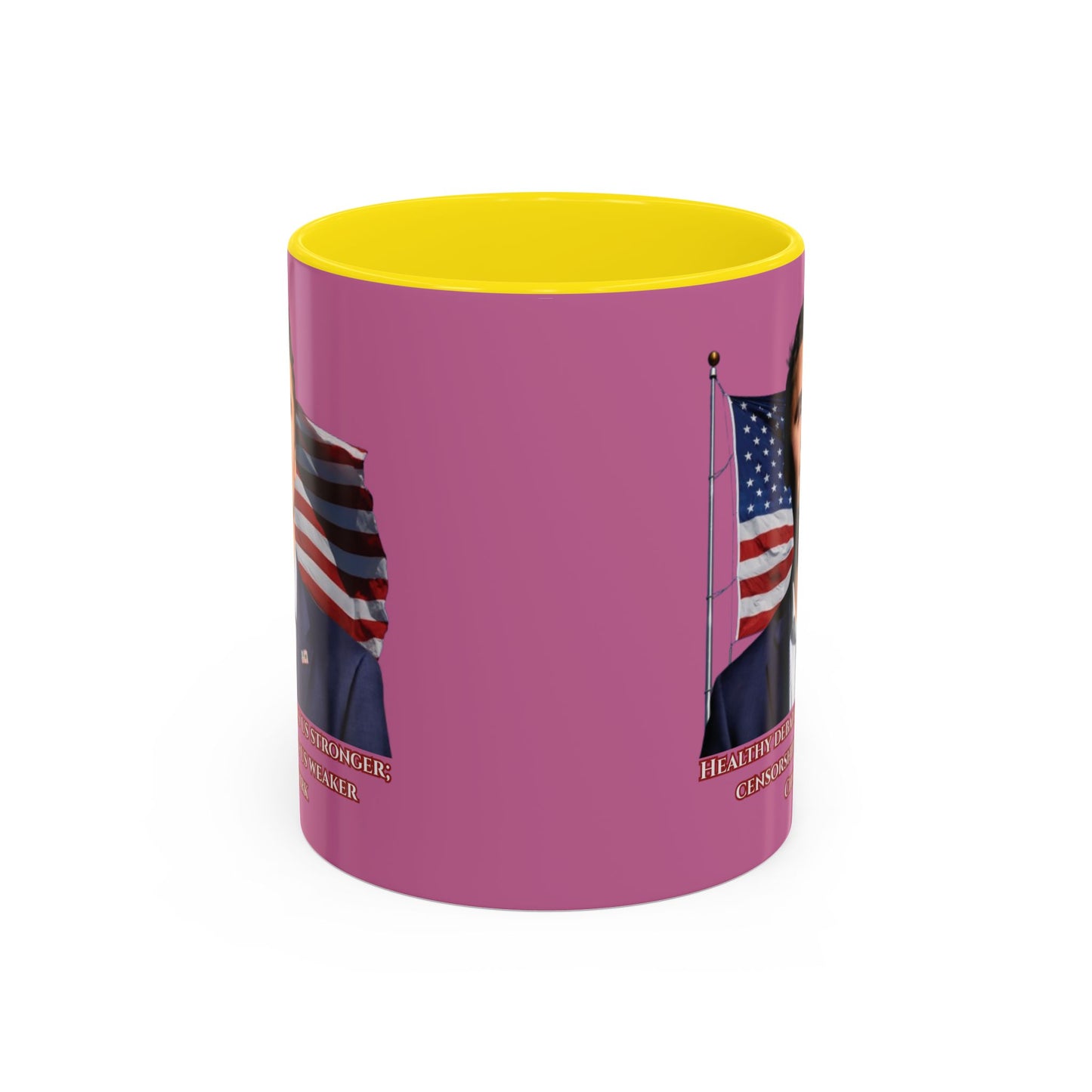 Charlie Kirk, Healthy Debate Pink Accent Mug by theGreenDragonTavern.shop