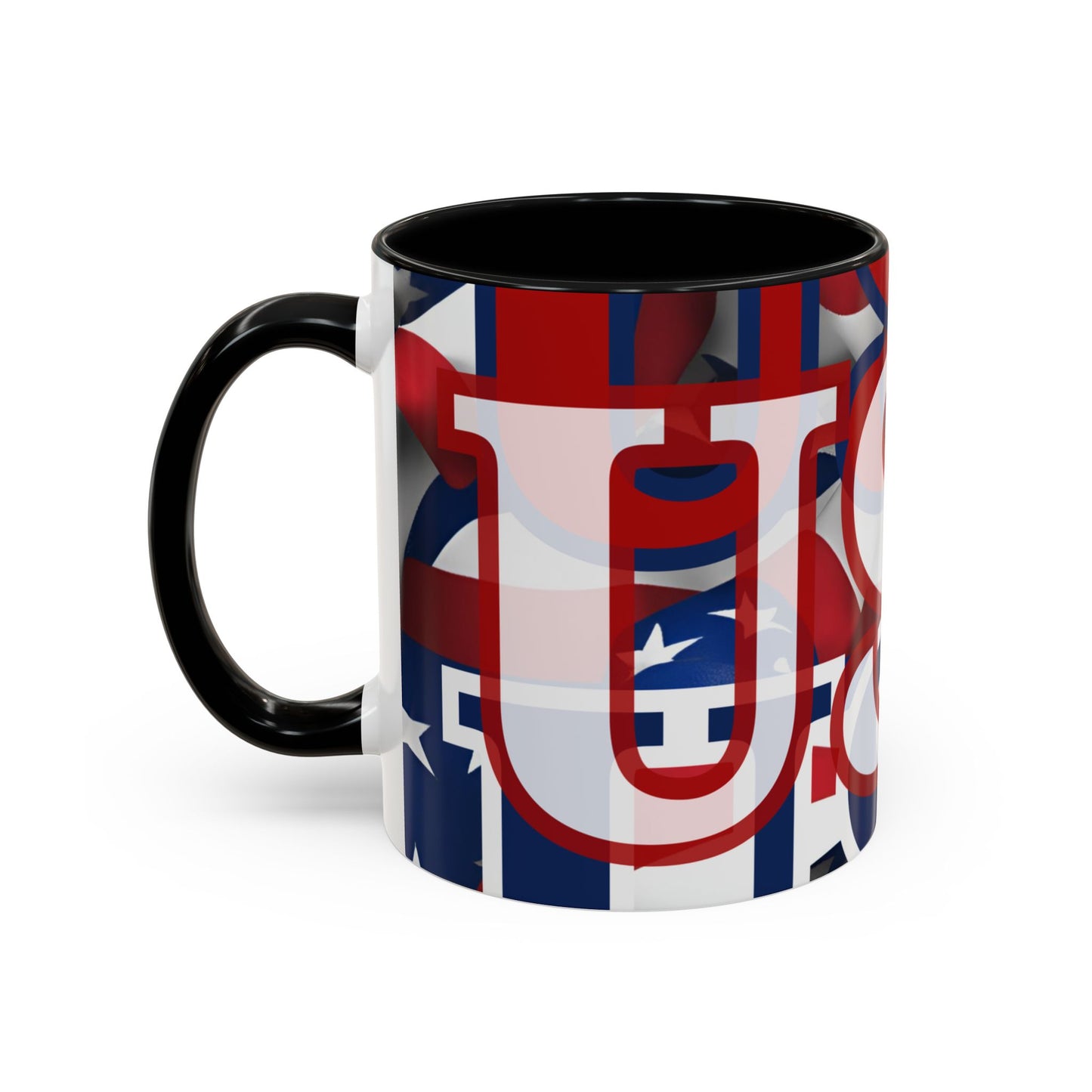 USA! USA! USA White font Patriot Red Accent Mug by theGreenDragonTavern.shop