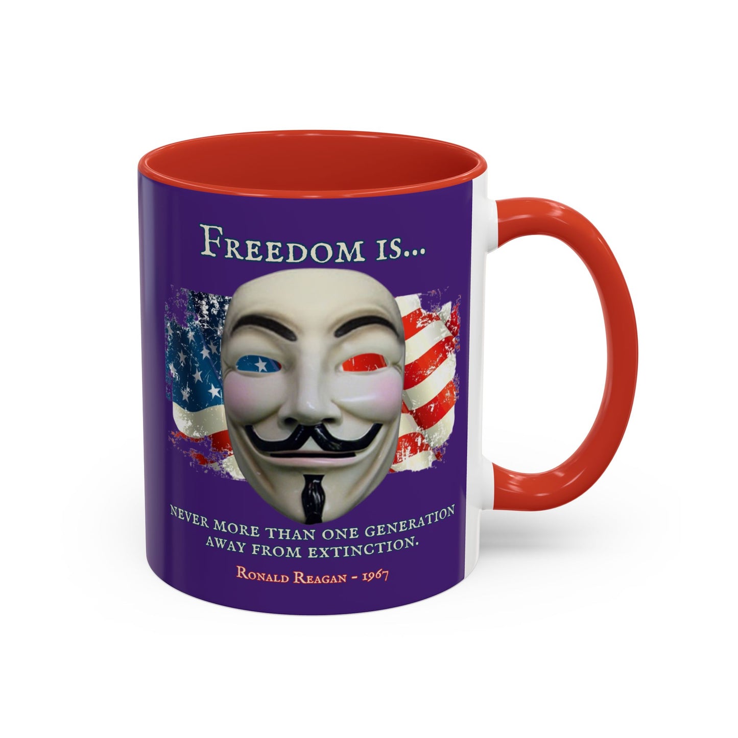 Ronald Reagan Freedom Vendetta Purple Accent Mug by theGreenDragonTavern.shop