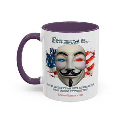 Ronald Reagan Freedom Vendetta White Accent Mug by theGreenDragonTavern.shop