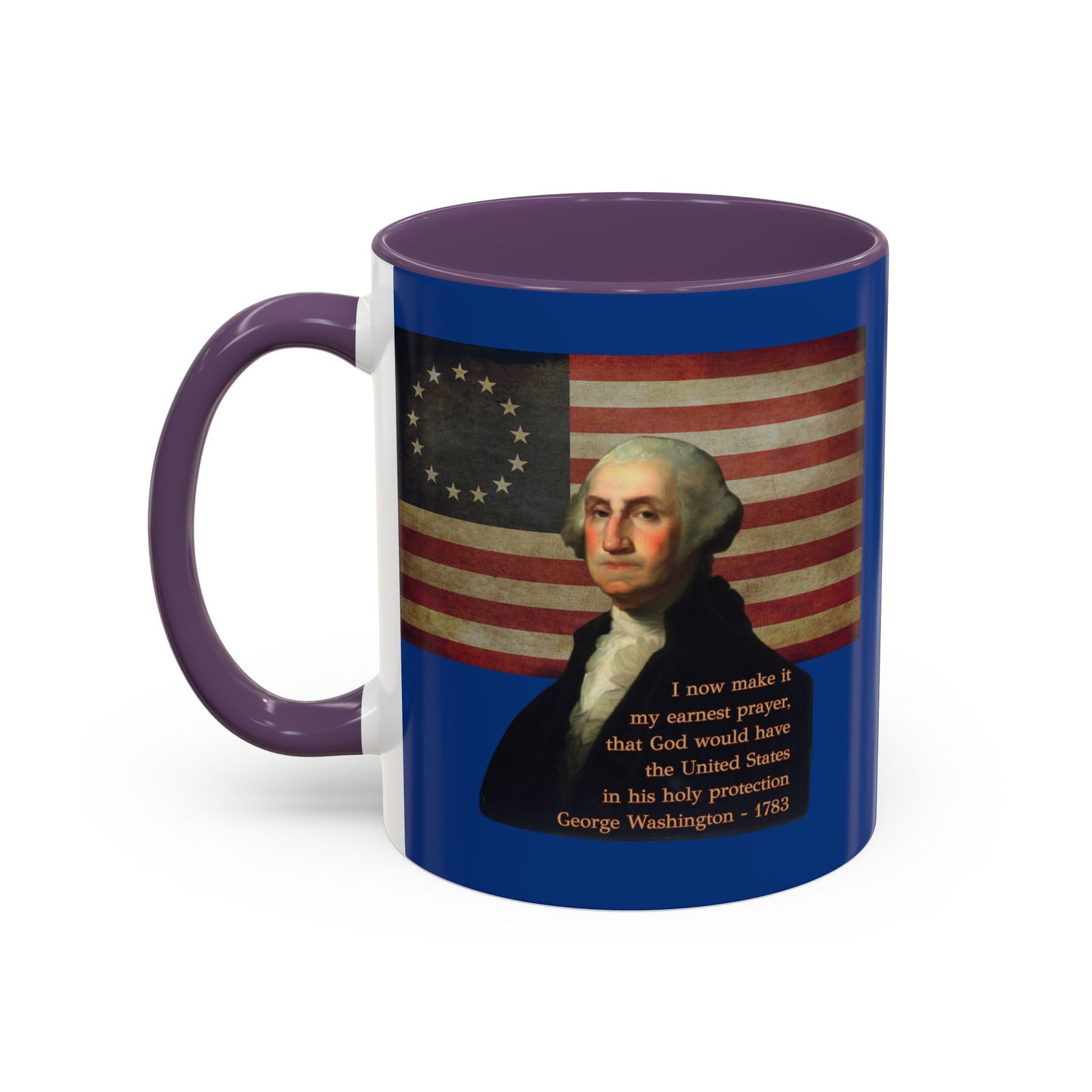 Washington's Earnest Prayer Dark Blue Accent Mug by theGreenDragonTavern.shop
