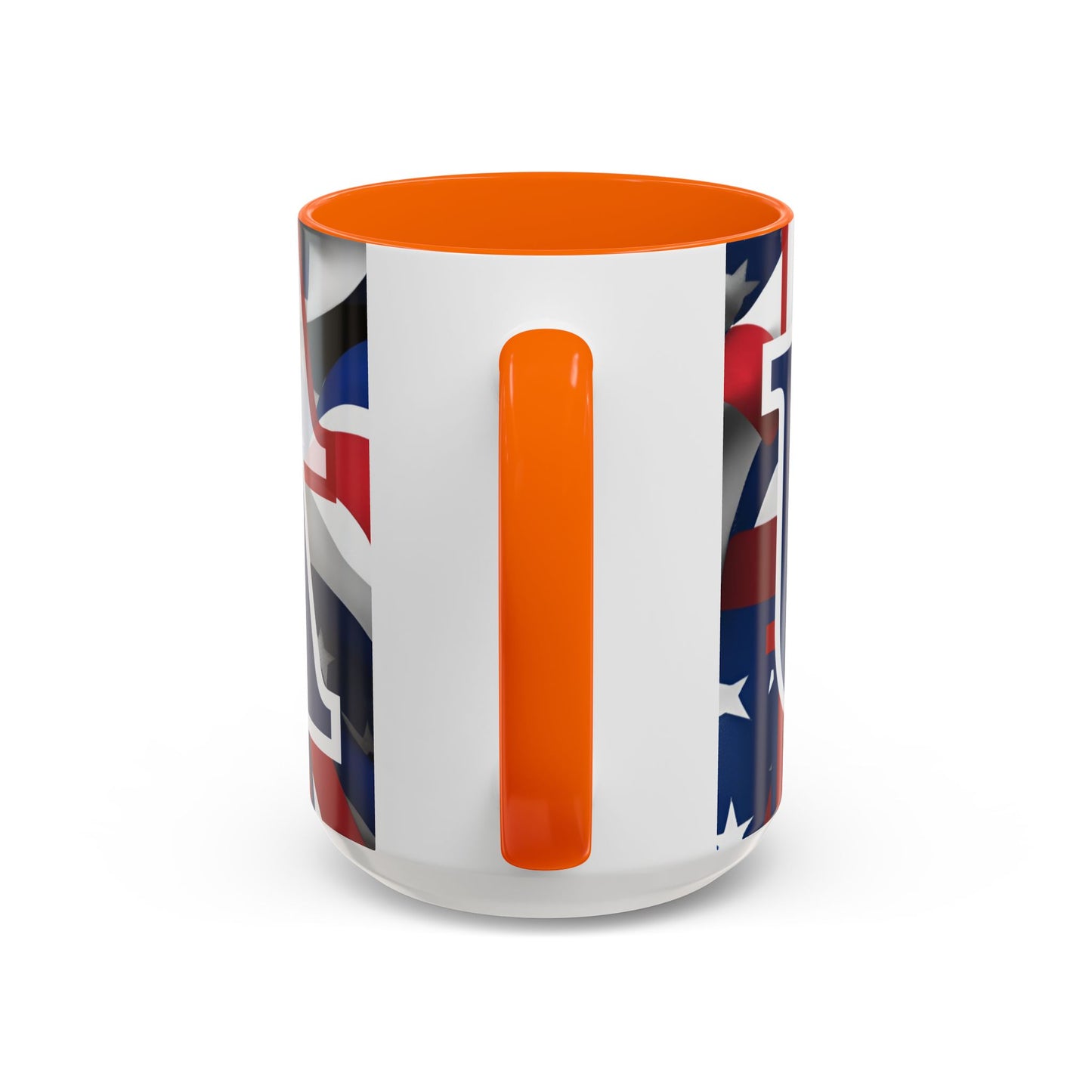 USA! USA! USA Blue font Patriot Blue Accent Mug by theGreenDragonTavern.shop