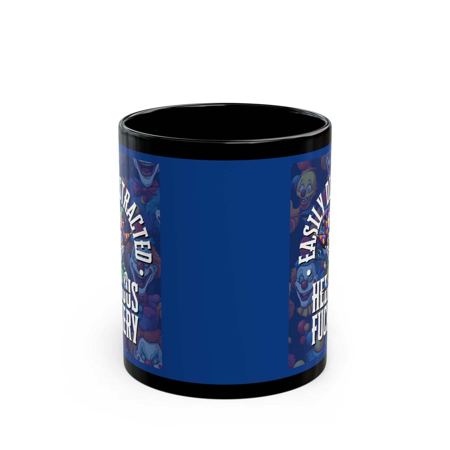 Easily Distracted by Heinous Fuckery Little Jinx Dark Blue Mug by theGreenDragonTavern.shop
