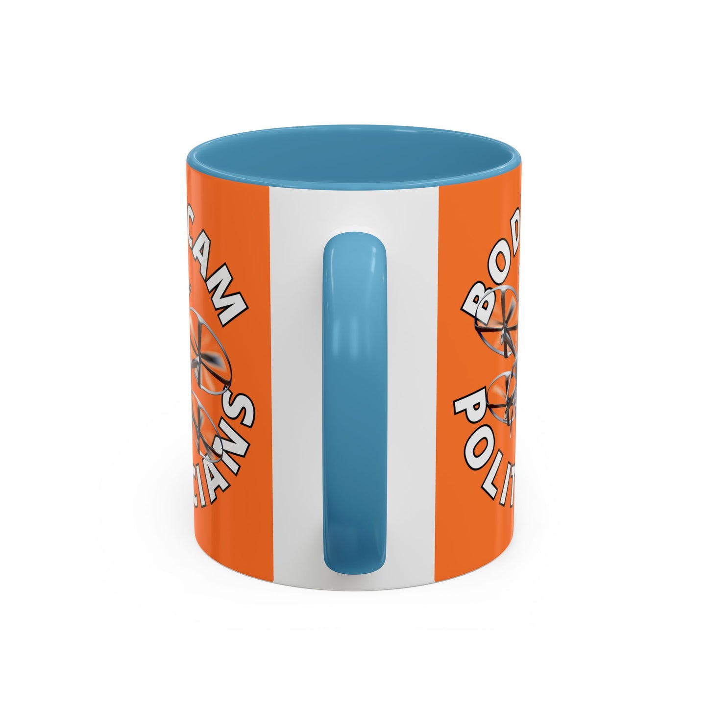 Bodycam the Politicians Drone Orange Accent Mug by theGreenDragonTavern.shop