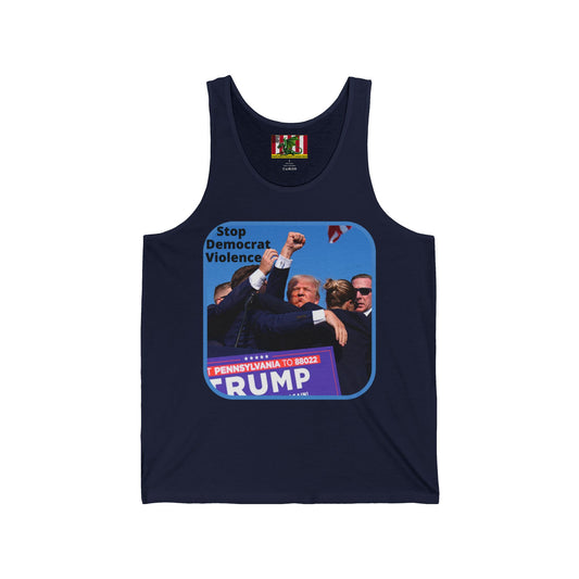 Stop Democrat Violence Unisex Jersey Tank Top by theGreenDragonTavern.shop
