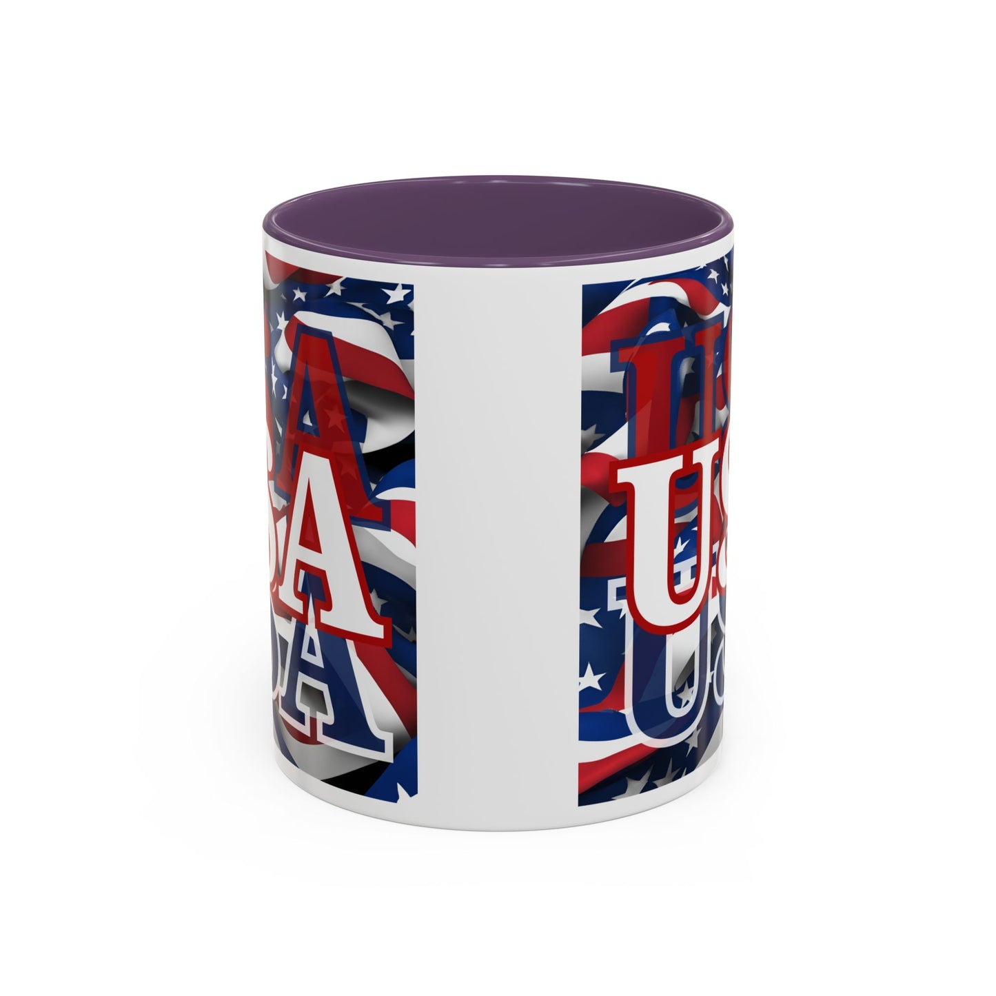 USA White font Center Patriot White Accent Mug by theGreenDragonTavern.shop