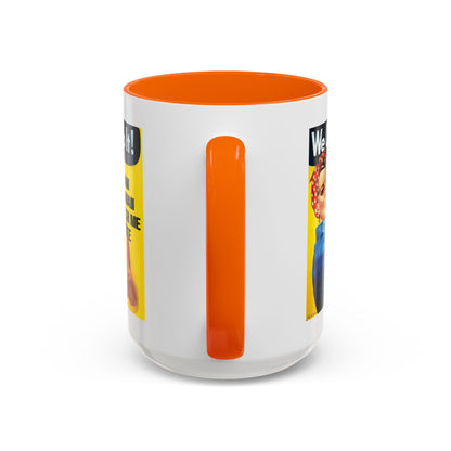 I Am Woman Watch Me Vote Rosie White Accent Mug by theGreenDragonTavern.shop