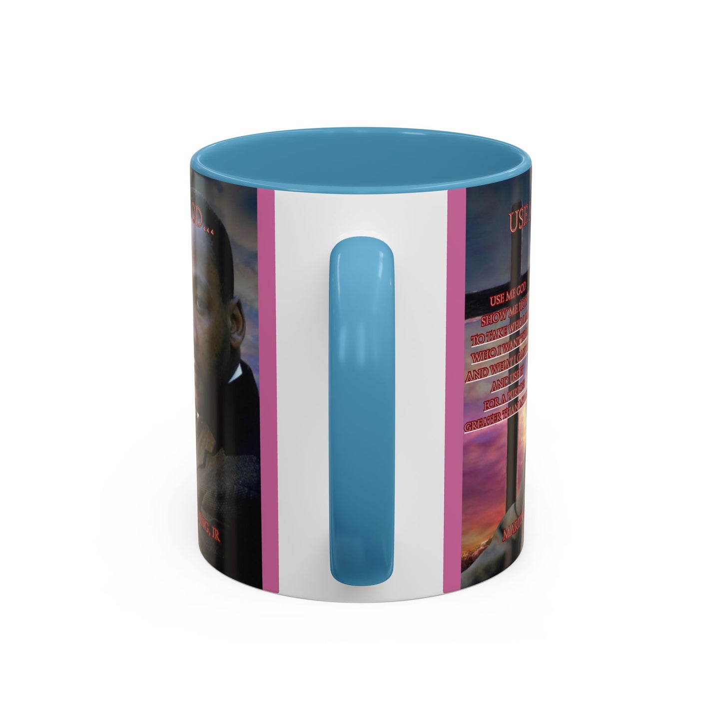 Use Me God, MLK Jr Pink Accent Mug by theGreenDragonTavern.shop