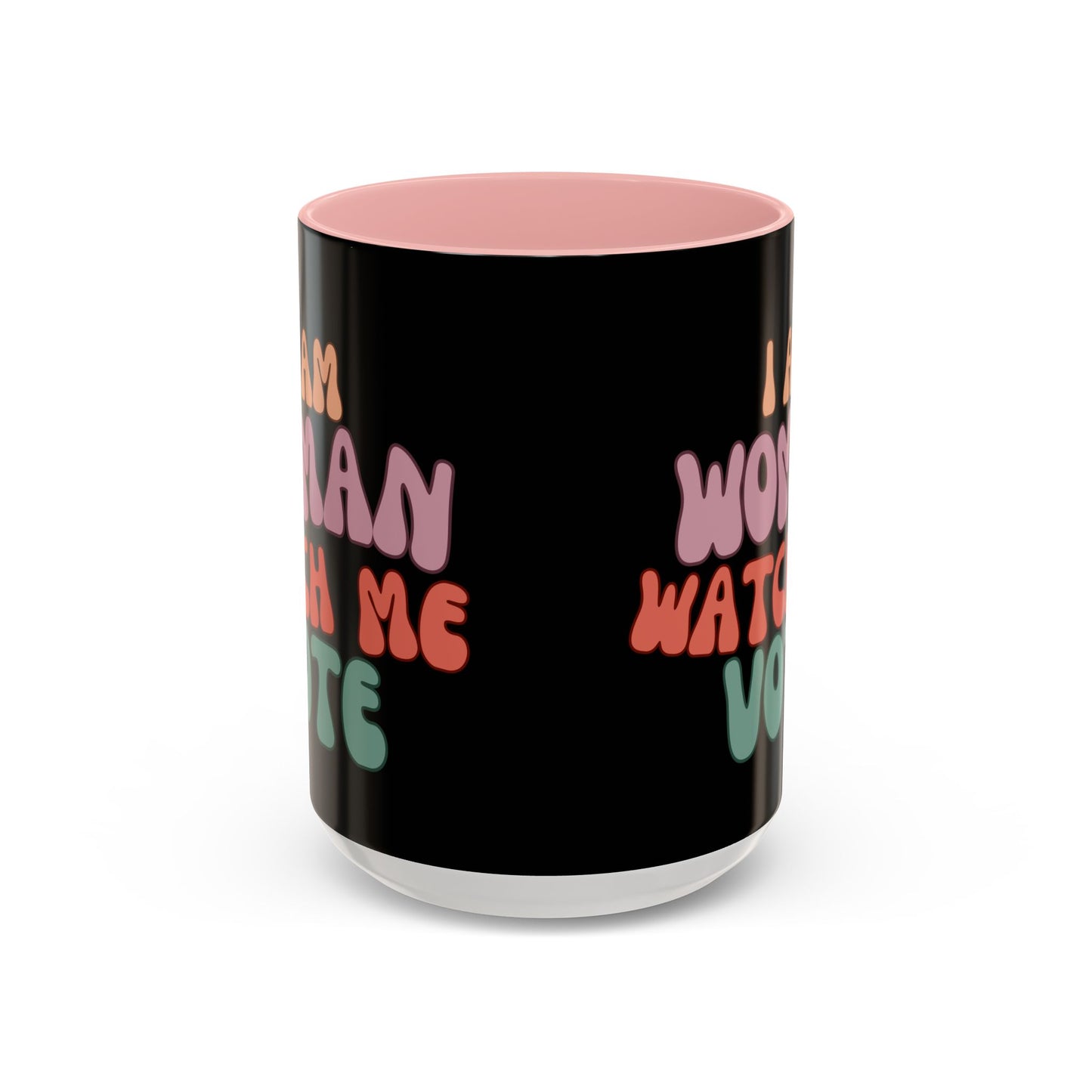 I Am Woman Watch Me Vote Black Accent Mug by theGreenDragonTavern.shop