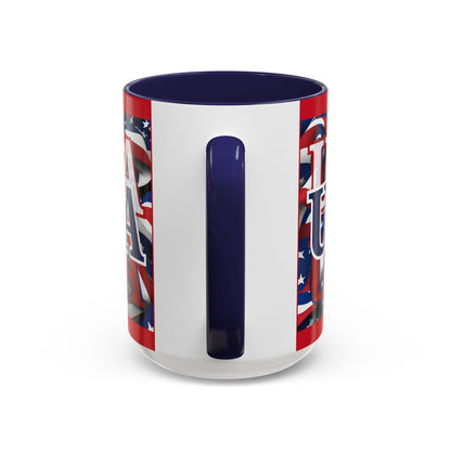 USA Blue font Center Patriot Red Accent Mug by theGreenDragonTavern.shop