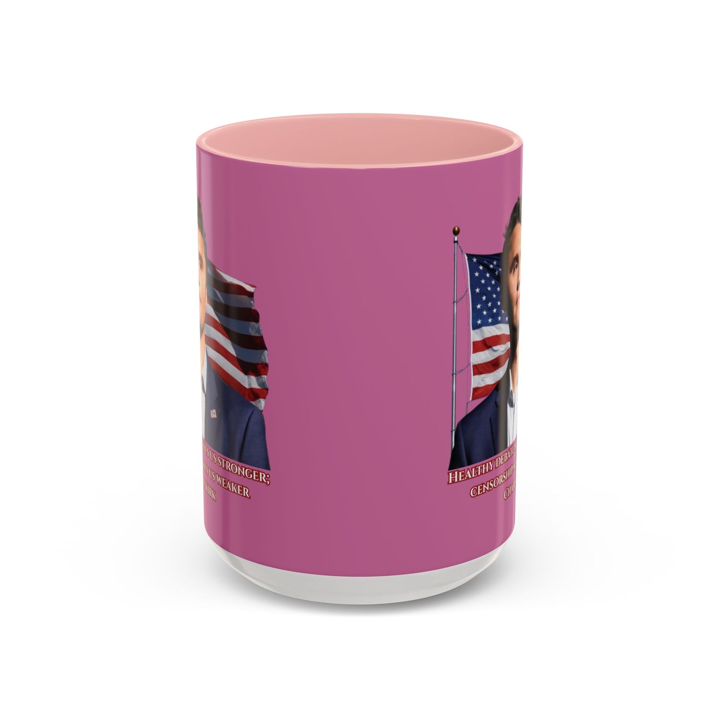 Charlie Kirk, Healthy Debate Pink Accent Mug by theGreenDragonTavern.shop