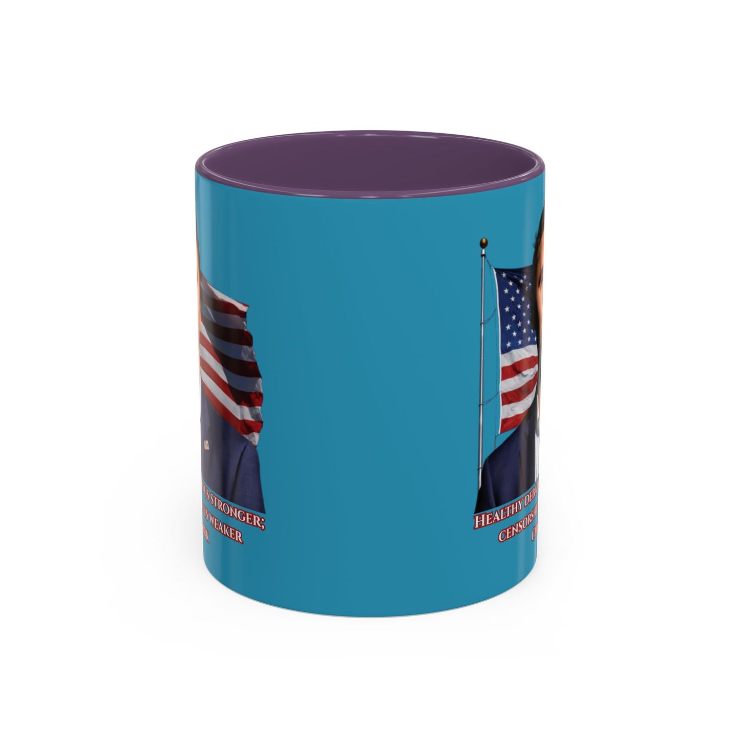 Charlie Kirk, Healthy Debate Turquoise Accent Mug by theGreenDragonTavern.shop