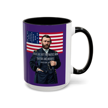 "Traitors and Patriots" Ulysses Grant Dark Purple Accent Mug by theGreenDragonTavern.shop