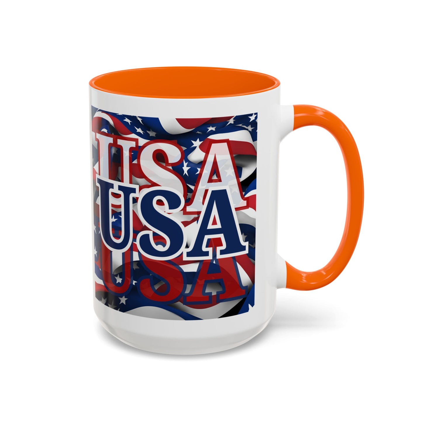 USA Blue font Center Patriot White Accent Mug by theGreenDragonTavern.shop