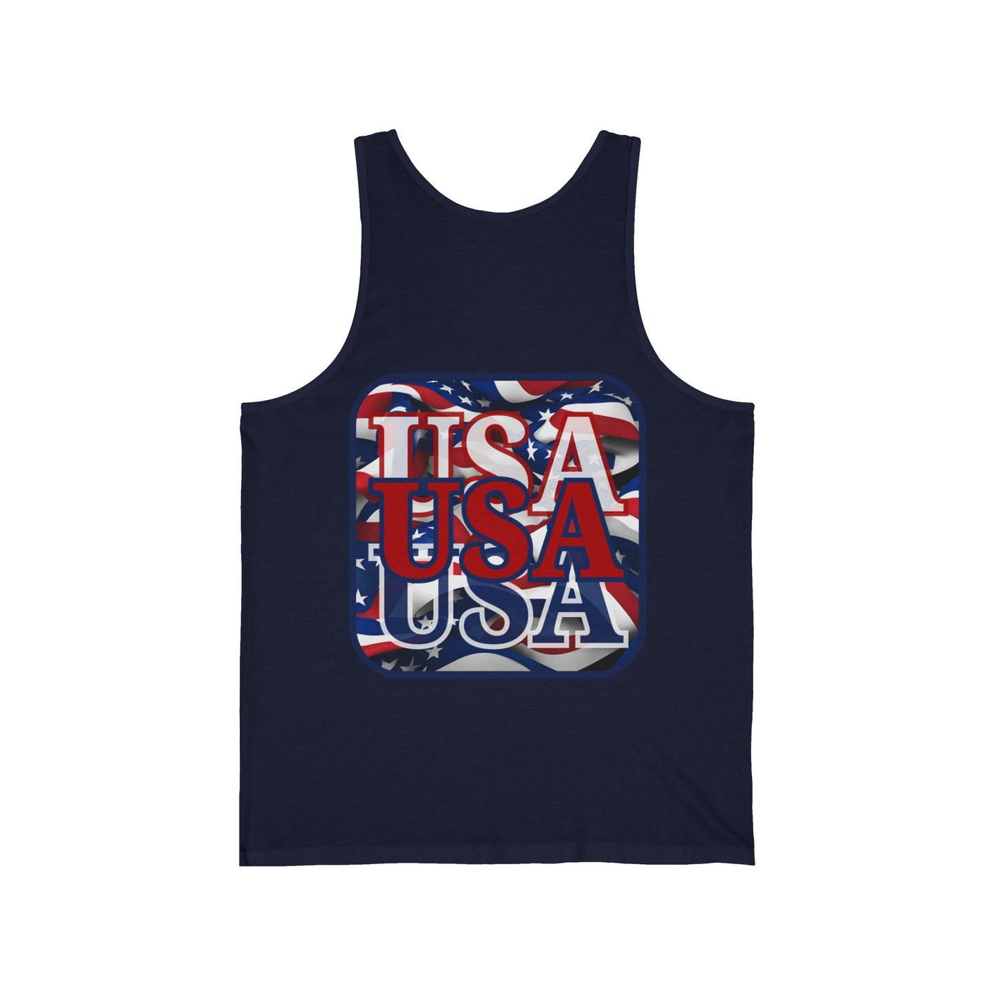 2-sided, RED White and Blue USA Patriot Unisex Jersey Tank Top by theGreenDragonTavern.shop