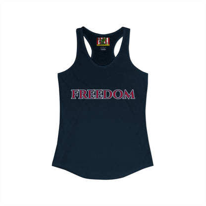 Freedom, Red font Woman's Racerback Tank Top by theGreenDragonTavern.shop