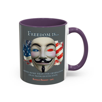 Ronald Reagan Freedom Vendetta Grey Accent Mug by theGreenDragonTavern.shop