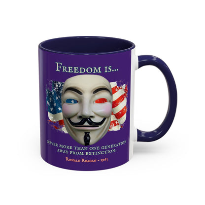 Ronald Reagan Freedom Vendetta Purple Accent Mug by theGreenDragonTavern.shop