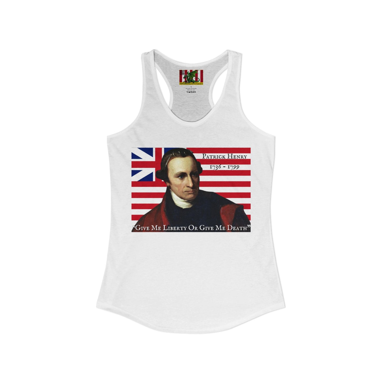 Patrick Henry Women's Racerback Tank Top by theGreenDragonTavern.shop