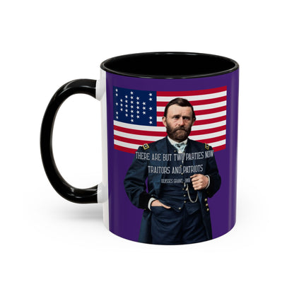 "Traitors and Patriots" Ulysses Grant Dark Purple Accent Mug by theGreenDragonTavern.shop