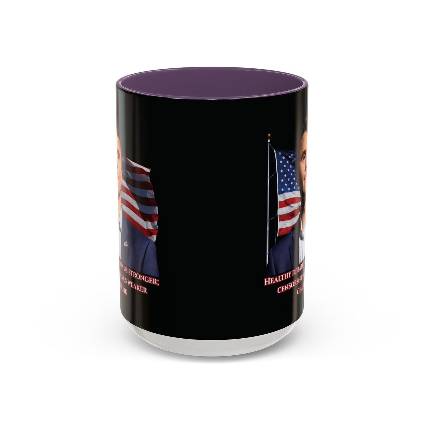 Charlie Kirk, Healthy Debate Black Accent Mug by theGreenDragonTavern.shop