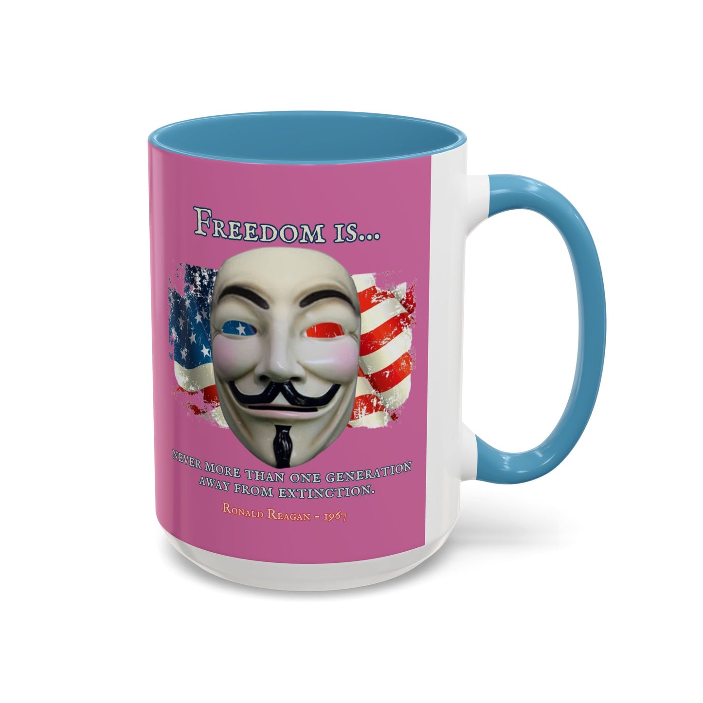 Ronald Reagan Freedom Vendetta Pink Accent Mug by theGreenDragonTavern.shop
