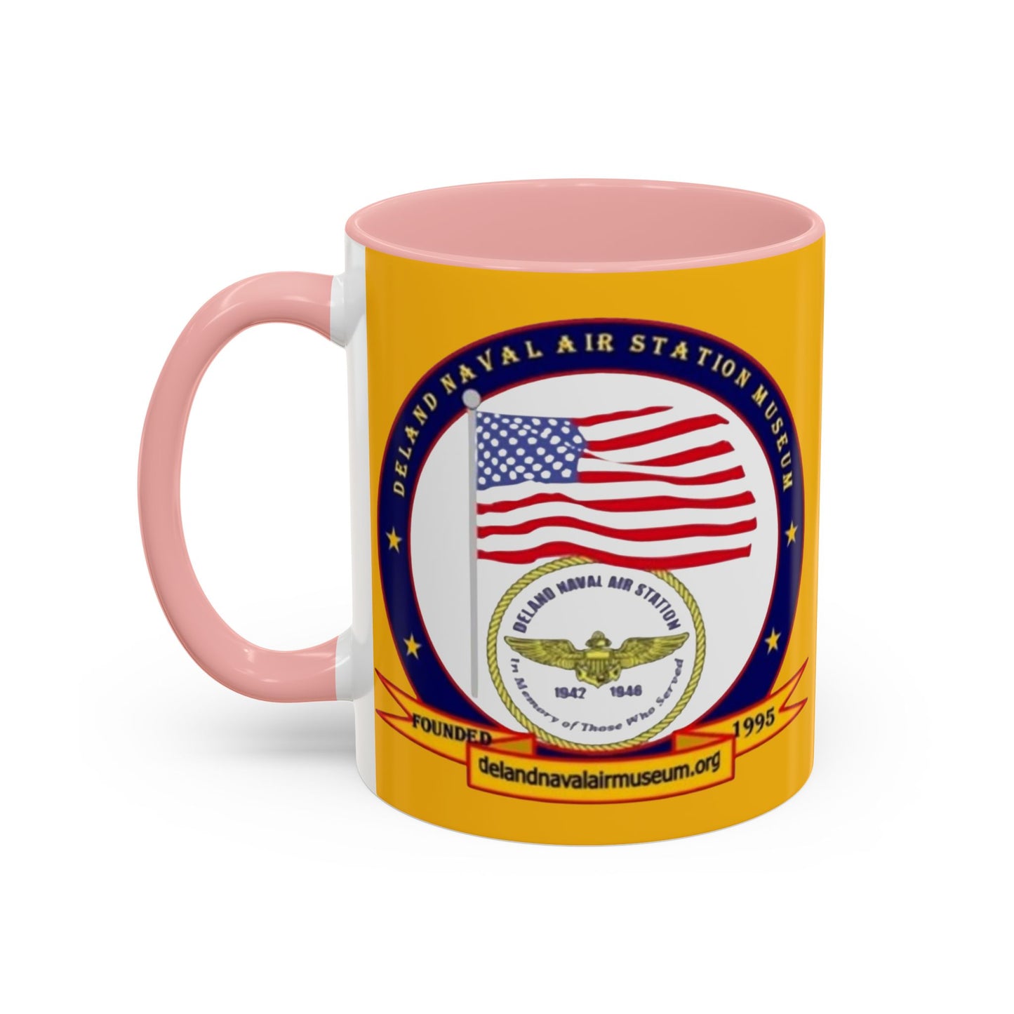 DeLand Naval Air Station Museum Yellow Accent Mug by theGreenDragonTavern.shop