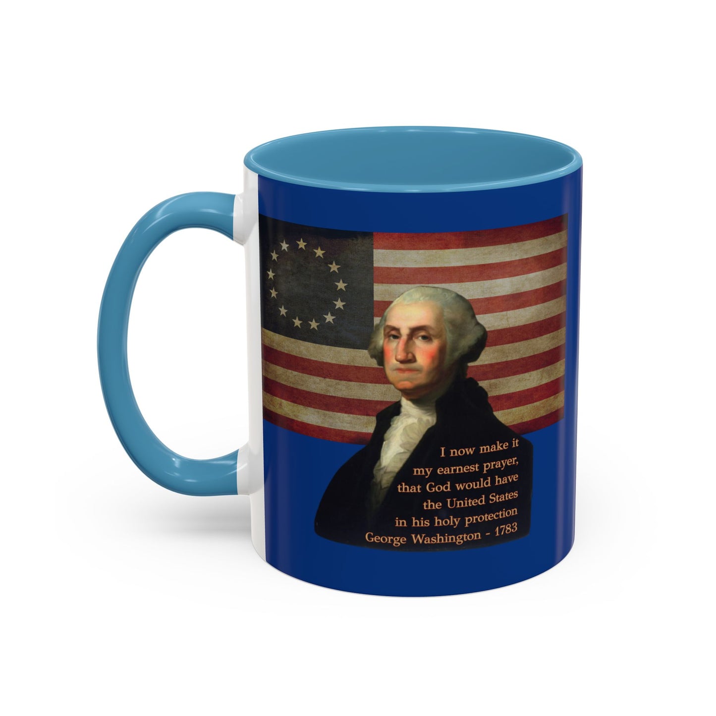 Washington's Earnest Prayer Dark Blue Accent Mug by theGreenDragonTavern.shop