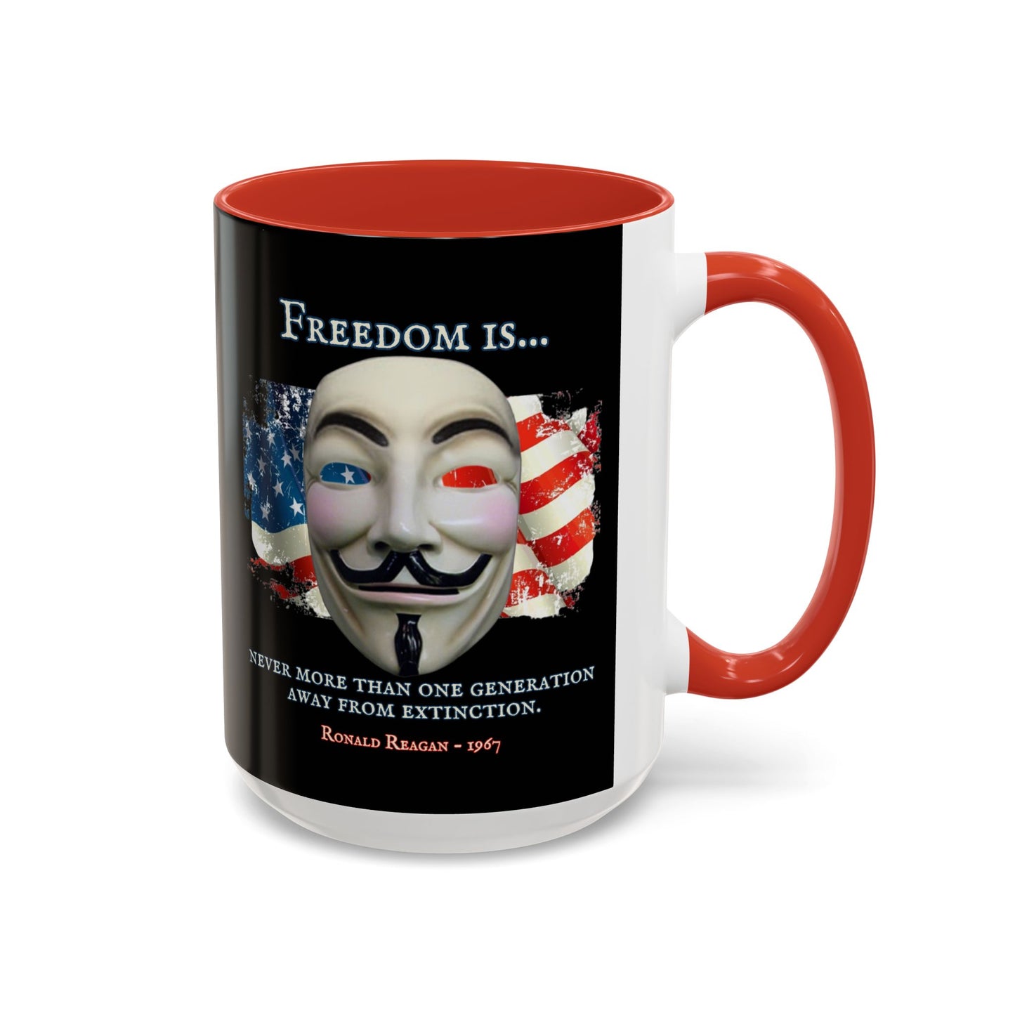 Ronald Reagan Freedom Vendetta Black Accent Mug by theGreenDragonTavern.shop