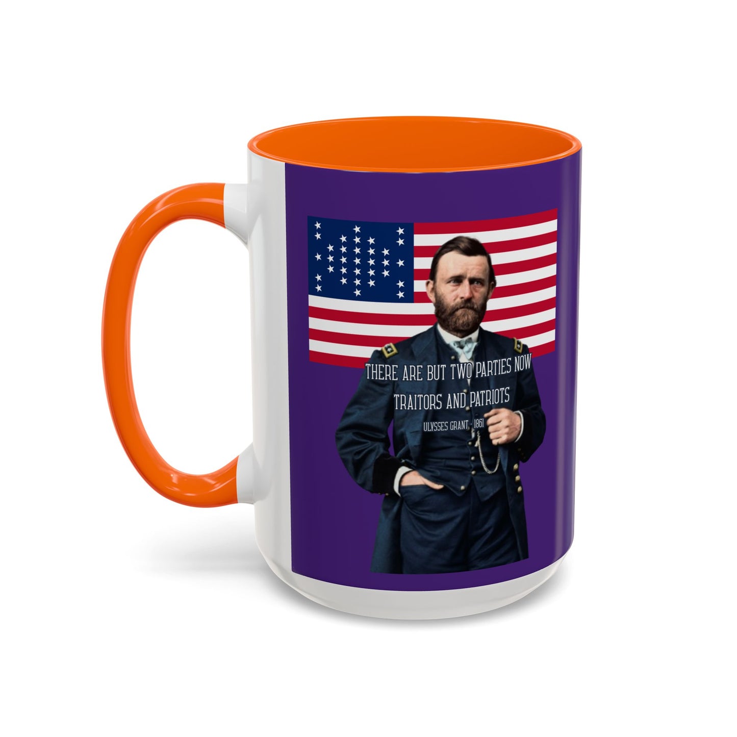 "Traitors and Patriots" Ulysses Grant Dark Purple Accent Mug by theGreenDragonTavern.shop