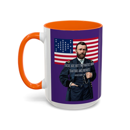 "Traitors and Patriots" Ulysses Grant Dark Purple Accent Mug by theGreenDragonTavern.shop