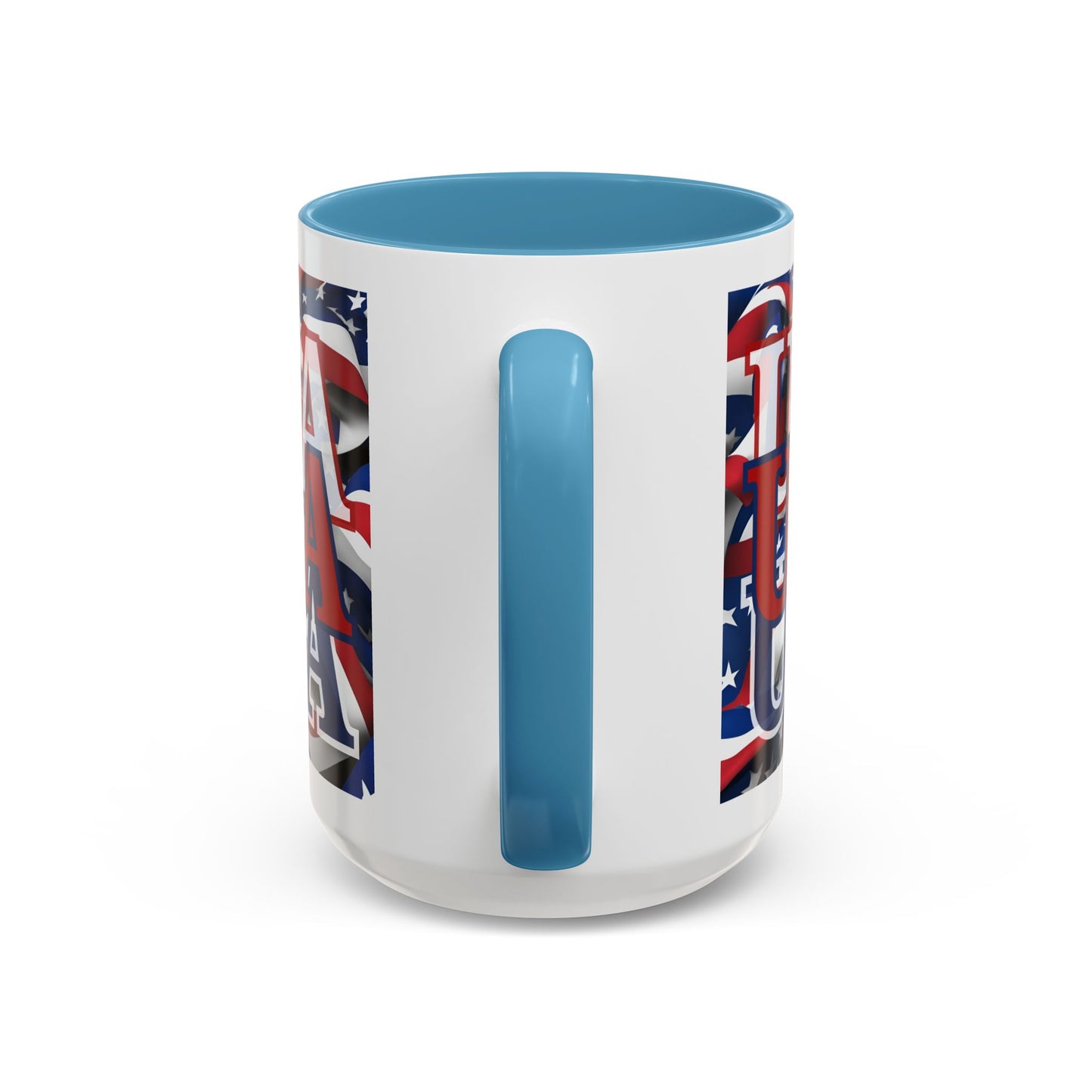 USA Red font Center Patriot White Accent Mug by theGreenDragonTavern.shop