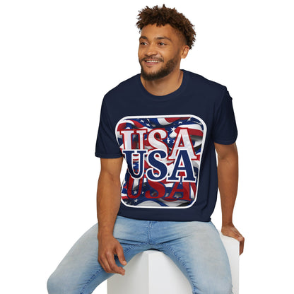 Red White and BLUE USA Patriot Dark colors Unisex T-Shirt by theGreenDragonTavern.shop