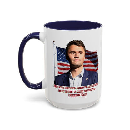 Charlie Kirk, Healthy Debate White Accent Mug by theGreenDragonTavern.shop