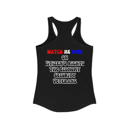 2-sided, I Am Woman Watch Me Vote Women's Racerback Tank Top by theGreenDragonTavern.shop