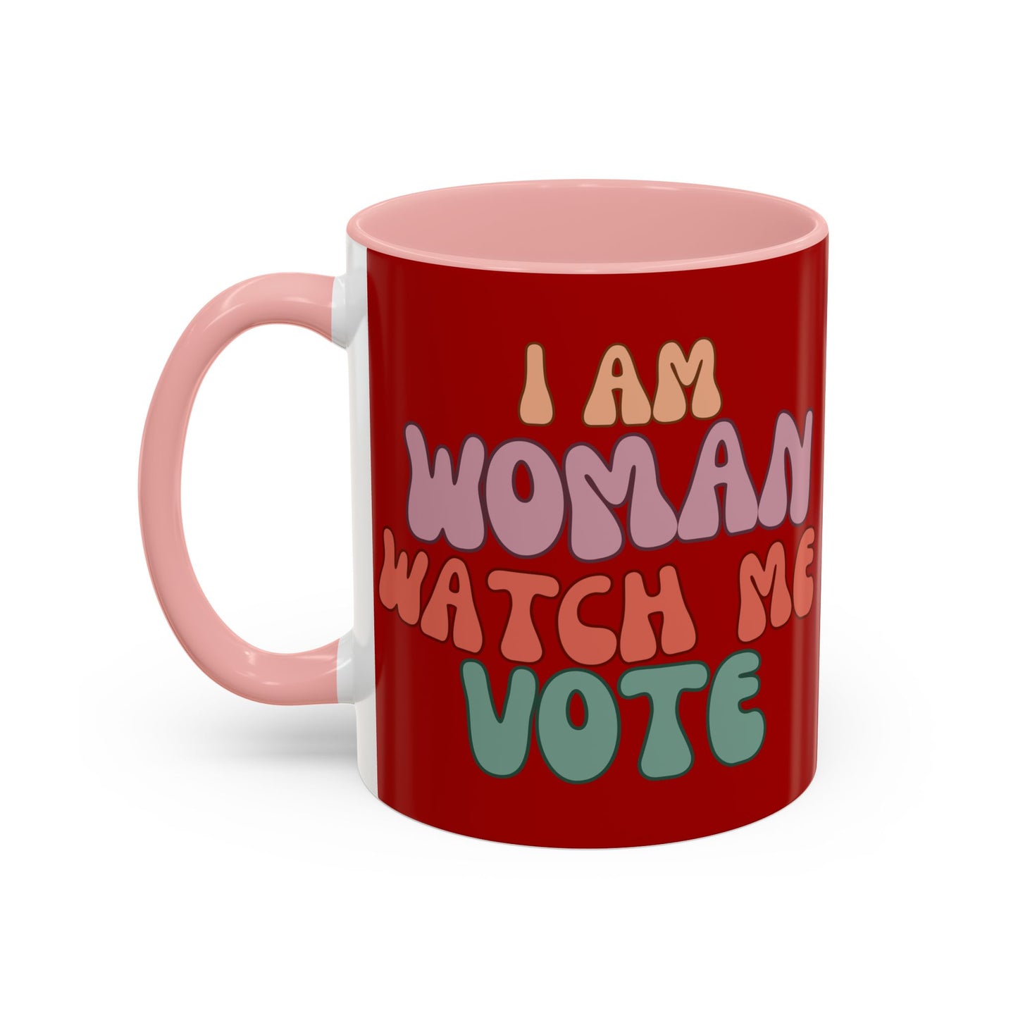 I Am Woman Watch Me Vote Red Accent Mug by theGreenDragonTavern.shop